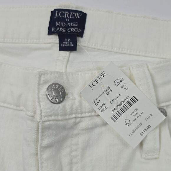 J. Crew Factory -1110 NWT Mid Rise Flare crop white jeans signature stretch 32 - Picture 5 of 11